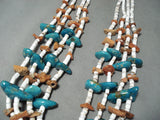 Remarkable Vintage Navajo Turquoise And Coral Necklace Native American Old-Nativo Arts