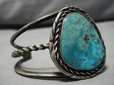 Remarkable Vintage Navajo Turquoise Native American Sterling Silver Bracelet Old-Nativo Arts