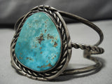 Remarkable Vintage Navajo Turquoise Native American Sterling Silver Bracelet Old-Nativo Arts