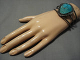 Remarkable Vintage Navajo Turquoise Native American Sterling Silver Bracelet Old-Nativo Arts