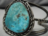 Remarkable Vintage Navajo Turquoise Native American Sterling Silver Bracelet Old-Nativo Arts