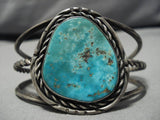 Remarkable Vintage Navajo Turquoise Native American Sterling Silver Bracelet Old-Nativo Arts