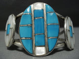 Remarkable!! Vintage Zuni Native American Jewelry Navajo Turquoise Sterling Silver Bracelet-Nativo Arts