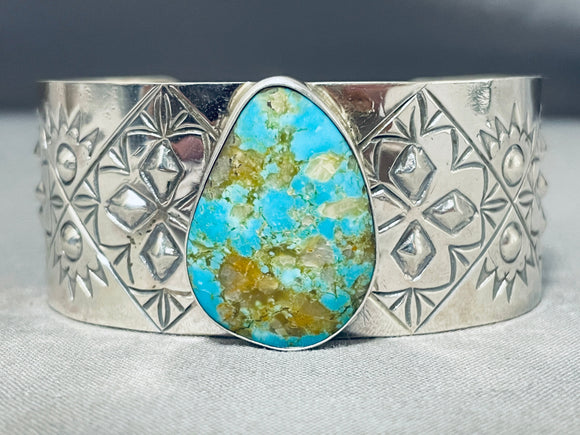 Repoussed Galore Native American Turquoise Sterling Silver Bracelet-Nativo Arts