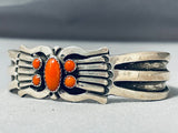 Rick Martinez Dramatic Vintage Native American Navajo Coral Sterling Silver Bracelet-Nativo Arts
