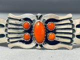 Rick Martinez Dramatic Vintage Native American Navajo Coral Sterling Silver Bracelet-Nativo Arts