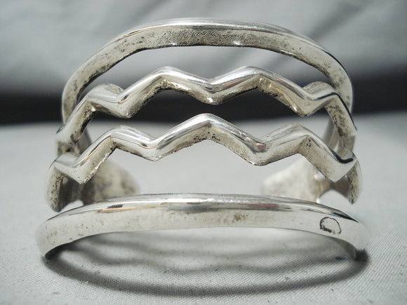 River Water Vintage Native American Navajo Sterling Silver Wave Bracelet-Nativo Arts