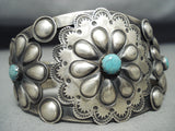 Robby Johnson Vintage Native American Navajo Hand Repoussed Sterling Silver Turquoise Bracelet-Nativo Arts