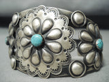 Robby Johnson Vintage Native American Navajo Hand Repoussed Sterling Silver Turquoise Bracelet-Nativo Arts