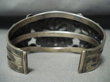 Robby Johnson Vintage Native American Navajo Hand Repoussed Sterling Silver Turquoise Bracelet-Nativo Arts
