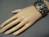 Robby Johnson Vintage Native American Navajo Hand Repoussed Sterling Silver Turquoise Bracelet-Nativo Arts