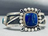 Robert Yellowstone Native American Navajo Carico Lake Turquoise Lapis Sterling Silver Bracelet-Nativo Arts