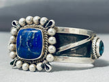 Robert Yellowstone Native American Navajo Carico Lake Turquoise Lapis Sterling Silver Bracelet-Nativo Arts