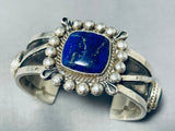 Robert Yellowstone Native American Navajo Carico Lake Turquoise Lapis Sterling Silver Bracelet-Nativo Arts
