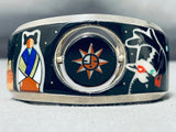 Rotating Medallion Native American Navajo Turquoise Sterling Silver Inlay Bracelet-Nativo Arts