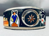 Rotating Medallion Native American Navajo Turquoise Sterling Silver Inlay Bracelet-Nativo Arts