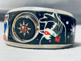 Rotating Medallion Native American Navajo Turquoise Sterling Silver Inlay Bracelet-Nativo Arts