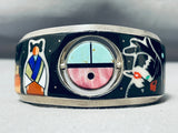 Rotating Medallion Native American Navajo Turquoise Sterling Silver Inlay Bracelet-Nativo Arts