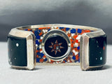 Rotating Medallion Native American Navajo Turquoise Sterling Silver Inlay Bracelet-Nativo Arts