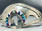 Sacred Bear Vintage Native American Navajo Turquoise Inlay Sterling Silver Bracelet-Nativo Arts