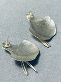 Sensational Native American Navajo Kingman Turquoise Sterling Silver Earrings-Nativo Arts