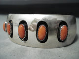 Sensational Vintage Native American Navajo Coral Sterling Silver Bracelet-Nativo Arts