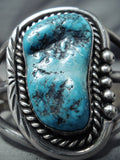 Sensational Vintage Native American Navajo Kingman Turquoise Sterling Silver Bracelet Old-Nativo Arts