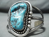 Sensational Vintage Native American Navajo Kingman Turquoise Sterling Silver Bracelet Old-Nativo Arts