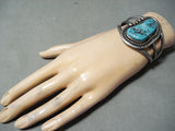 Sensational Vintage Native American Navajo Kingman Turquoise Sterling Silver Bracelet Old-Nativo Arts