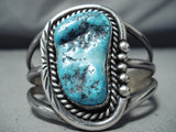 Sensational Vintage Native American Navajo Kingman Turquoise Sterling Silver Bracelet Old-Nativo Arts