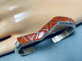 Sibert Kallestewa Vintage Native American Zuni Coral Sterling Silver Bracelet-Nativo Arts