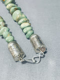 Signed 608 Gram Mind Blowing Native American Navajo Green Turquoise Sterling Silver Necklace-Nativo Arts