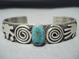 Signed Al Sanchez Stunning Native American Navajo Mountain Turquoise Sterling Silver Bracelet-Nativo Arts
