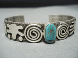 Signed Al Sanchez Stunning Native American Navajo Mountain Turquoise Sterling Silver Bracelet-Nativo Arts