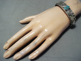 Signed Al Sanchez Stunning Native American Navajo Mountain Turquoise Sterling Silver Bracelet-Nativo Arts