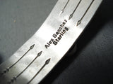 Signed Al Sanchez Stunning Native American Navajo Mountain Turquoise Sterling Silver Bracelet-Nativo Arts