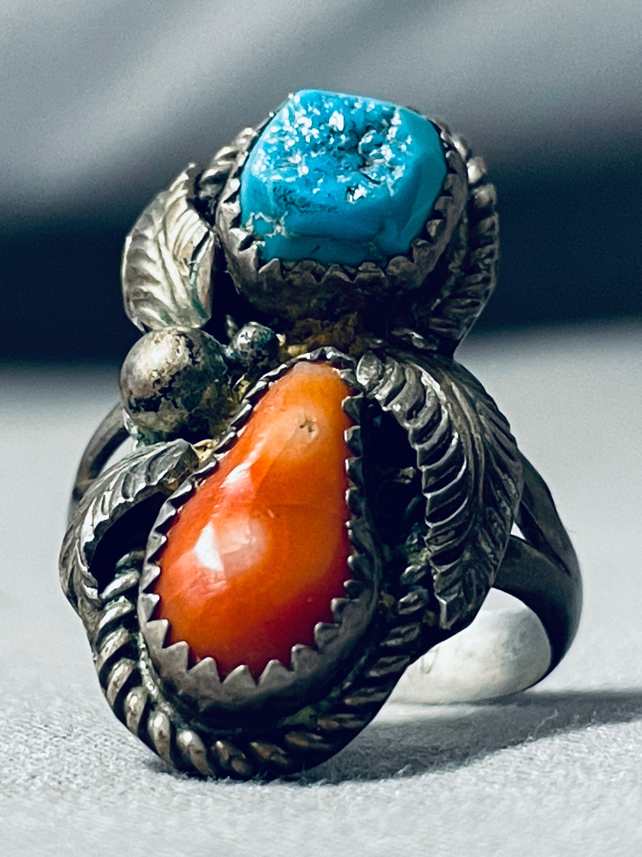 Signed Ashley Vintage Native American Navajo Morenci & Coral