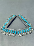 Signed Huge Vintage Native American Navajo Turquoise Sterling Silver Collar Protectors-Nativo Arts