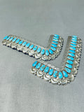 Signed Huge Vintage Native American Navajo Turquoise Sterling Silver Collar Protectors-Nativo Arts