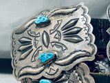 Signed Len Adakai Turquoise Vintage Native American Navajo Sterling Silver Concho Belt-Nativo Arts