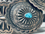 Signed Len Adakai Turquoise Vintage Native American Navajo Sterling Silver Concho Belt-Nativo Arts
