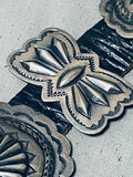 Signed Len Adakai Turquoise Vintage Native American Navajo Sterling Silver Concho Belt-Nativo Arts