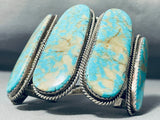 Signed Monstrous Vintage Native American Navajo Turquoise Sterling Silver Bracelet-Nativo Arts