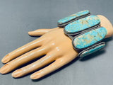 Signed Monstrous Vintage Native American Navajo Turquoise Sterling Silver Bracelet-Nativo Arts