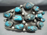 Signed Rare Chunky Turquoise Native American Zuni Vintage Sterling Silver Bracelet-Nativo Arts
