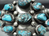 Signed Rare Chunky Turquoise Native American Zuni Vintage Sterling Silver Bracelet-Nativo Arts