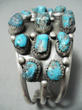Signed Rare Chunky Turquoise Native American Zuni Vintage Sterling Silver Bracelet-Nativo Arts