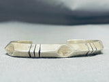 Signed Rare Technique Vintage Native American Navajo Sterling Silver Bracelet-Nativo Arts