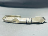 Signed Rare Technique Vintage Native American Navajo Sterling Silver Bracelet-Nativo Arts