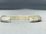 Signed Rare Technique Vintage Native American Navajo Sterling Silver Bracelet-Nativo Arts